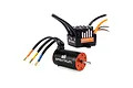 Spektrum Firma brushless motor and Smart ESC combo featuring a black motor with orange end cap and a black ESC with cooling fan.