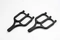 Two black plastic upper suspension arms for a Traxxas RC vehicle, shown from a top-down perspective on a white background.