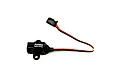 Futaba SBS-01RO optical RPM sensor with black housing and red, black, and white wiring harness on a white background.