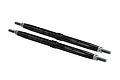 Two black Traxxas 7075-T6 aluminium turnbuckles with threaded ends, isolated on a white background.