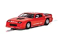 A red Scalextric 1/32 scale Chevrolet Camaro IROC-Z slot car with Budweiser livery and number 12 on a white background.