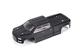 A matte black ARRMA Big Rock 4x4 BLX 3S RC truck body shell viewed from a high angle against a white background.