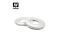 Two rolls of white Vallejo flexible masking tape for scale modelling, shown against a plain white background with the Vallejo logo above.
