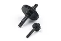 Yeah Racing steel transmission gear set for SCX24, featuring a large 51T gear and a smaller 19T gear with shafts.