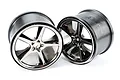 Two Traxxas 3.8 inch Gemini chrome rims for RC monster trucks, shown from a front-facing angle against a white background.