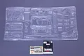 Unpainted clear polycarbonate interior set for a 1/10 scale RC AE86 body shell by Pandora RC, including dashboard, seats, and interior panels.