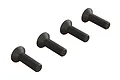 Four black metal countersunk head screws arranged in a diagonal line against a white background.