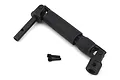 A black Losi front slider drive shaft assembly with two small grub screws on a white background.