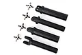 Traxxas splined half shaft set including four black plastic driveshaft components and four metal U-joint crosses.