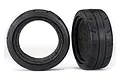 Two black Traxxas 1.9-inch Response touring RC car tyres with foam inserts, shown from front and side angles against a white background.