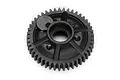 A black plastic 45-tooth spur gear for Traxxas RC vehicles, shown from a top-down perspective.