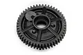 A black plastic 50-tooth spur gear for Traxxas RC vehicles, viewed from the front against a white background.