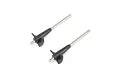 Two Pro Boat RC jet boat impeller shafts with black plastic impellers and metal shafts on a white background.
