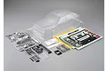Killerbody 1/10 scale clear unpainted Lancia Delta HF Integrale RC body shell kit with plastic parts and decal sheet on a grey background.