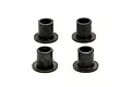 Four black flanged bushings arranged in a two-by-two grid against a plain white background.