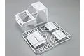 Unpainted white plastic RC truck cab body shell and parts tree for a 1/10 scale Toyota Land Cruiser 70.