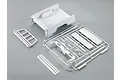 Killerbody 1/10 scale white Toyota Land Cruiser 70 truck bed parts on a grey background.