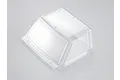 A clear, vacuum-formed polycarbonate windshield and window section for a 1/10 scale RC Toyota Land Cruiser 70 body shell.