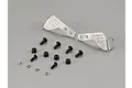 Killerbody stainless steel bumper mounts for RC4WD TF2, including two metal brackets, screws, nuts, and washers on a grey background.