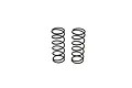 Two black metal coil springs for RC car shocks standing upright against a white background.