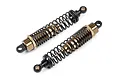 Two Maverick gunmetal aluminium RC shock absorbers with black springs on a white background.