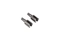 Two dark grey metal RC front outdrive cups for Losi vehicles, shown against a plain white background.