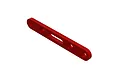 A red anodized aluminium suspension mount for ARRMA RC vehicles, featuring a flat, elongated design with multiple mounting holes.