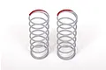 Two grey RC shock springs with red paint markings on the top coil, standing upright on a white background.
