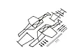 A set of black plastic RC roll cage components and hardware for the Losi Nightcrawler, laid out on a white background.