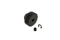 ARRMA Steel 25T 32dp/0.8Mod Safe-D5 Pinion Gear with a small grub screw and E-clip on a white background.