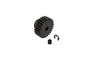 ARRMA Steel 26T 32dp/0.8Mod Safe-D5 Pinion Gear with a grub screw and E-clip on a white background.