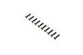 A set of ten black oxide steel countersunk head screws arranged in a diagonal line against a white background.