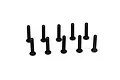 A set of ten black button head screws arranged in two rows on a white background.