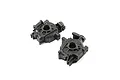 Two black plastic Losi front gearbox case or bulkhead components shown from different angles against a white background.
