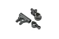Three black molded plastic steering bellcrank components for a Losi RC vehicle on a white background.