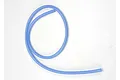 A length of translucent blue flexible fuel tubing coiled on a plain white background.