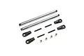 Losi RC upper 4-link bar set including two metal rods, four plastic rod ends, four threaded studs, and four pivot balls on a white background.