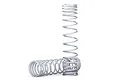 Two silver metal coil springs for Traxxas UDR RC shock absorbers, one standing upright and one lying horizontally.