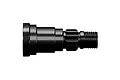 A black aluminium stub axle for Traxxas RC vehicles, featuring a splined shaft and threaded end.