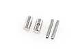 Axial WB8 universal joint rebuild kit parts including two metal barrels and two metal pins on a white background.