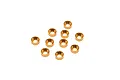 Ten orange anodized aluminium M3 countersunk washers arranged on a white background.