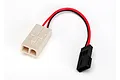 A Traxxas adapter cable with a white Tamiya connector on one end and a black receiver-style connector on the other, connected by red and black wires.