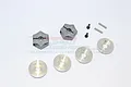 GPM Racing 12mm to 17mm hex adapters with silver washers, pins, and screws on a white background.