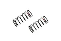 Two black RC shock springs with a small red identification mark on each, isolated on a white background.