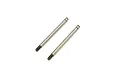 Two silver metal RC shock shafts with threaded ends and a small groove near the top, isolated on a white background.
