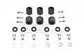 GPM Racing black aluminium 12mm hex adapters for TRX6 RC cars with included hardware, pins, and washers.