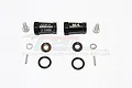 Two black aluminium 23mm wheel hex adapters for SCX10 II with included screws, washers, pins, and O-rings on a white background.