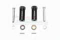GPM Racing black aluminium 31mm wheel hex adapters with included hardware pins and washers on a white background.