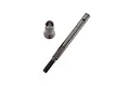Axial slipper drive gear shaft and a small metal bushing on a white background.