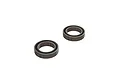 Two ARRMA rubber shielded ball bearings shown from an elevated angle on a white background.